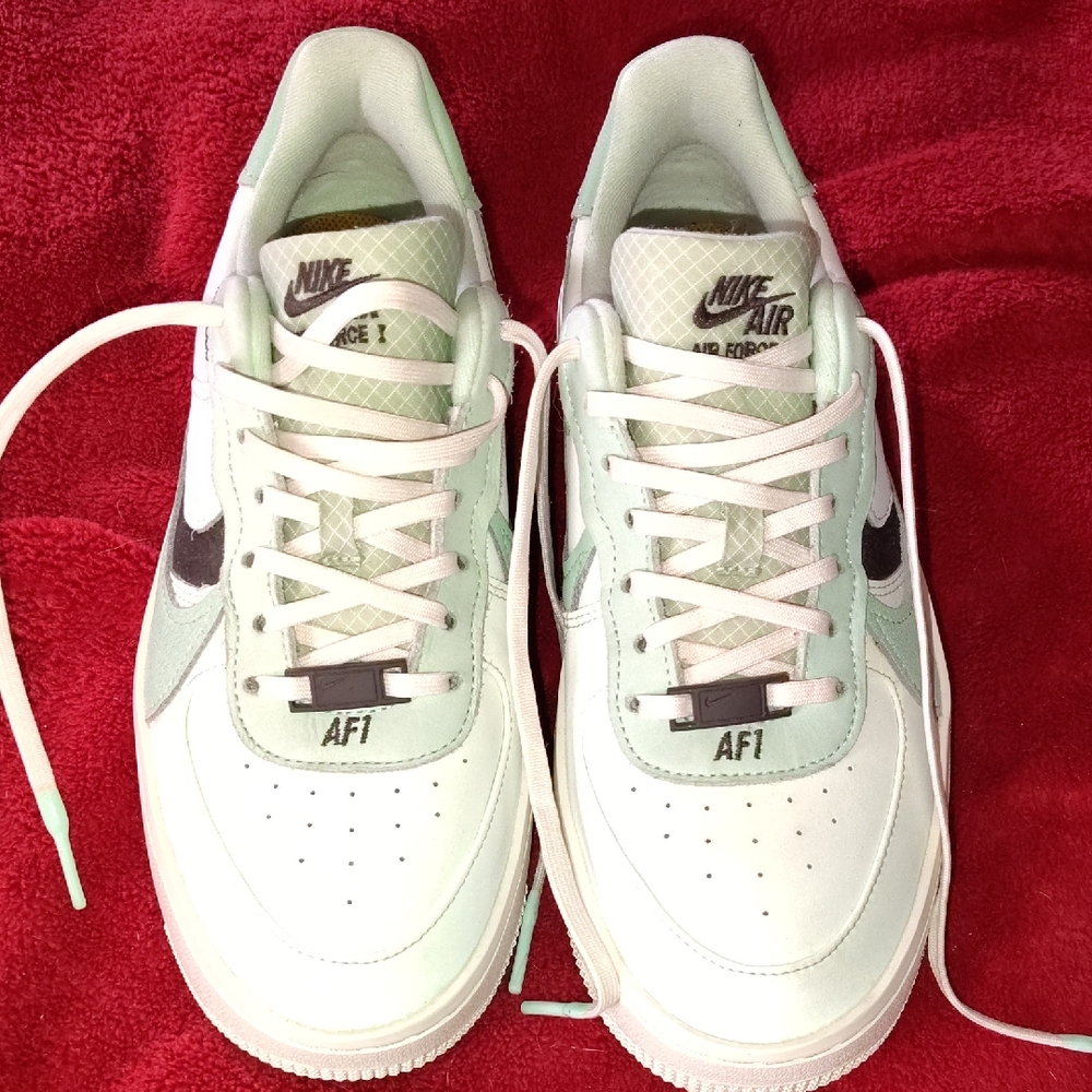 Nike Air Force 1 Light Green and Black Sneakers